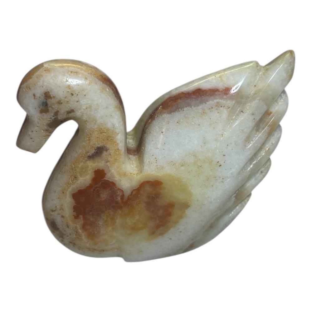 Marble Swan Figurine Carved Stone Figurine